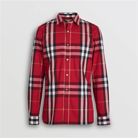 red burberry shirt cheap|Burberry Oversize Check Cotton Button.